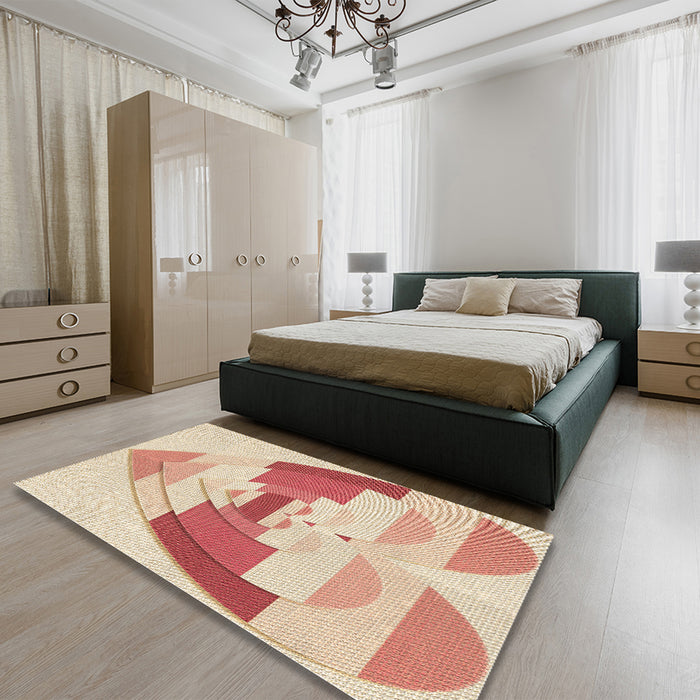 Patterned Golden Blonde Gold Rug in a Bedroom, pat3833brn