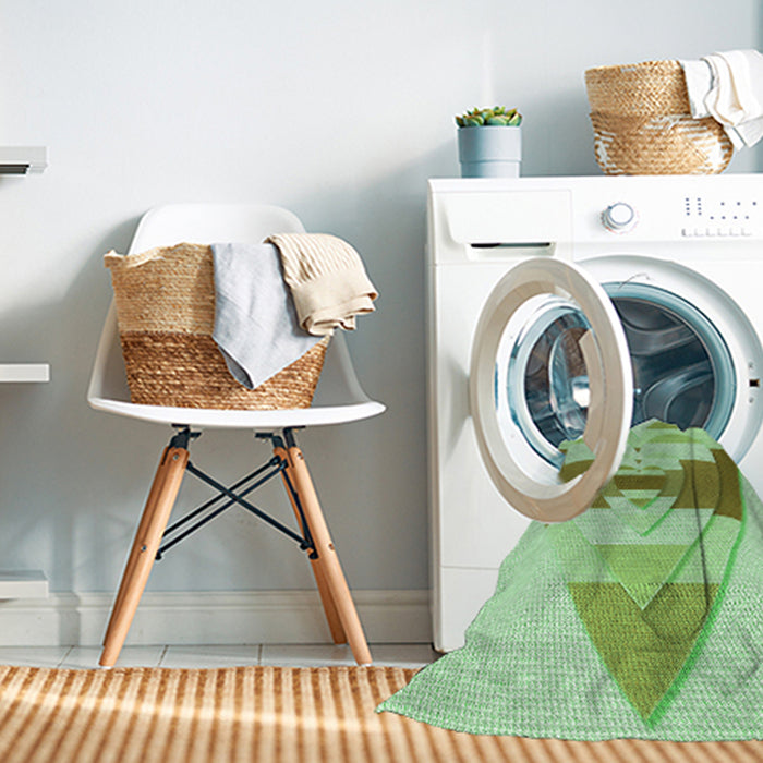 Machine Washable Transitional Green Rug in a Washing Machine, wshpat3833grn