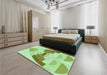 Patterned Green Rug in a Bedroom, pat3833grn