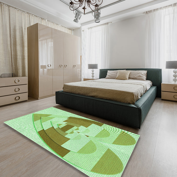 Patterned Green Rug in a Bedroom, pat3833grn