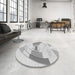 Round Patterned Platinum Gray Rug in a Office, pat3833gry