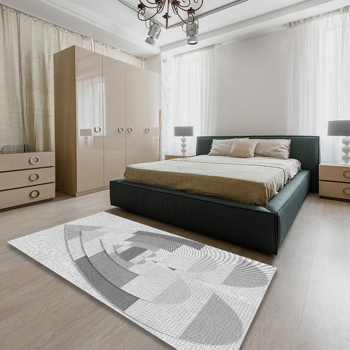 Patterned Platinum Gray Rug in a Bedroom, pat3833gry