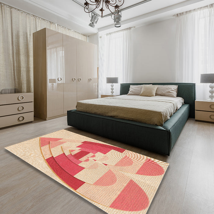 Patterned Bright Orange Rug in a Bedroom, pat3833org