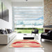 Square Patterned Bright Orange Rug in a Living Room, pat3833org