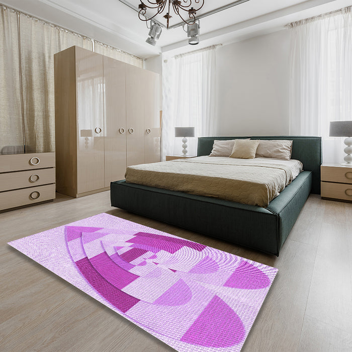 Patterned Blossom Pink Rug in a Bedroom, pat3833pur