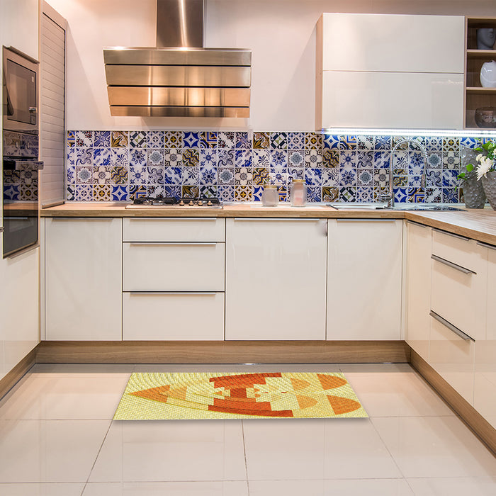 Patterned Neon Orange Rug in a Kitchen, pat3833yw