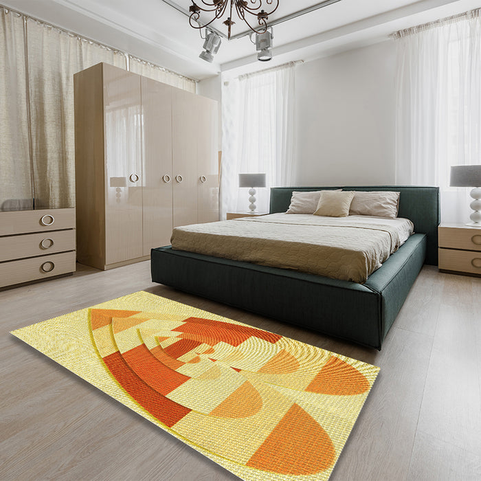 Patterned Neon Orange Rug in a Bedroom, pat3833yw