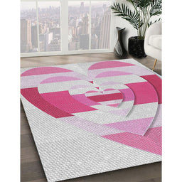 Patterned Platinum Gray Novelty Rug in Family Room, pat3833