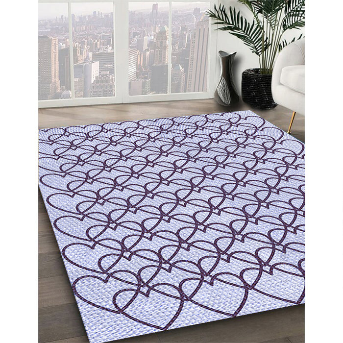 Patterned Lavender Blue Rug in Family Room, pat3834blu