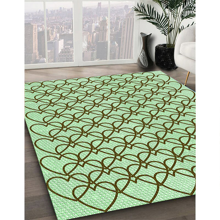 Patterned Olive Green Rug in Family Room, pat3834grn