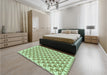 Patterned Olive Green Rug in a Bedroom, pat3834grn