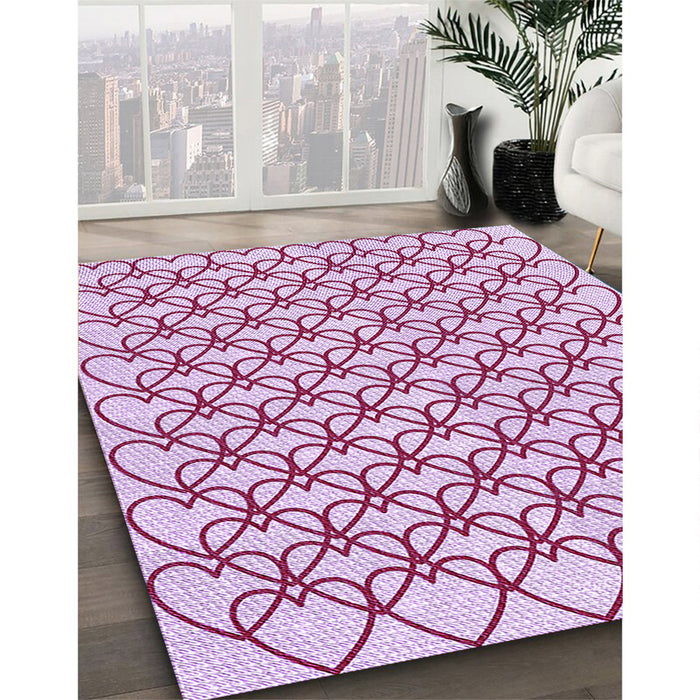 Patterned Magenta Pink Rug in Family Room, pat3834pur