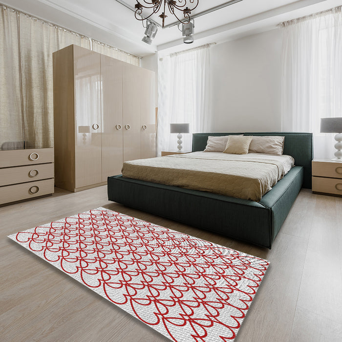 Machine Washable Transitional Cherry Red Rug in a Bedroom, wshpat3834