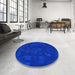 Round Patterned Bright Blue Rug in a Office, pat3836lblu