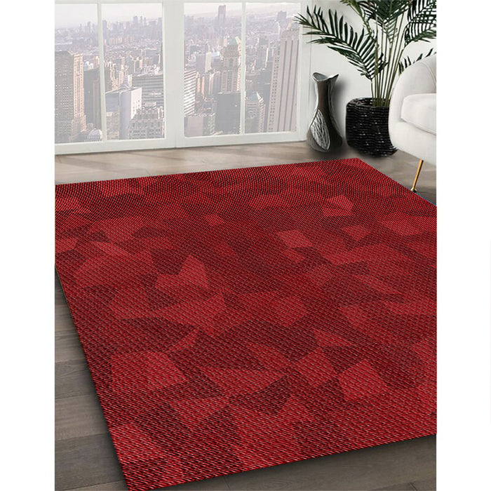 Machine Washable Transitional Crimson Red Rug in a Family Room, wshpat3836rd