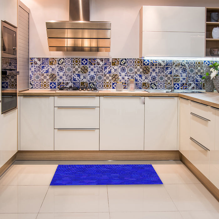 Patterned Blue Novelty Rug in a Kitchen, pat3836