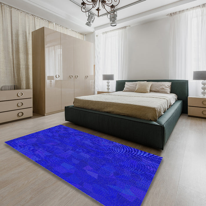 Machine Washable Transitional Blue Rug in a Bedroom, wshpat3836