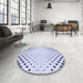 Round Patterned Lavender Blue Rug in a Office, pat3837blu