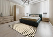 Patterned Moccasin Beige Rug in a Bedroom, pat3837brn