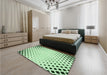 Patterned Mint Green Rug in a Bedroom, pat3837grn