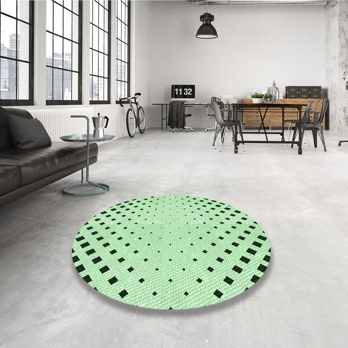 Round Patterned Mint Green Rug in a Office, pat3837grn