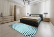 Patterned Seafoam Green Rug in a Bedroom, pat3837lblu