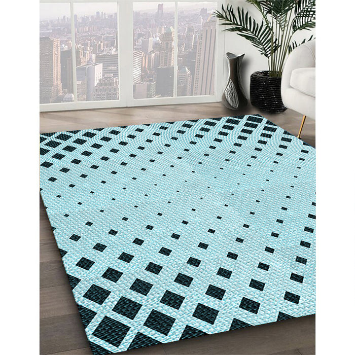 Patterned Seafoam Green Rug in Family Room, pat3837lblu