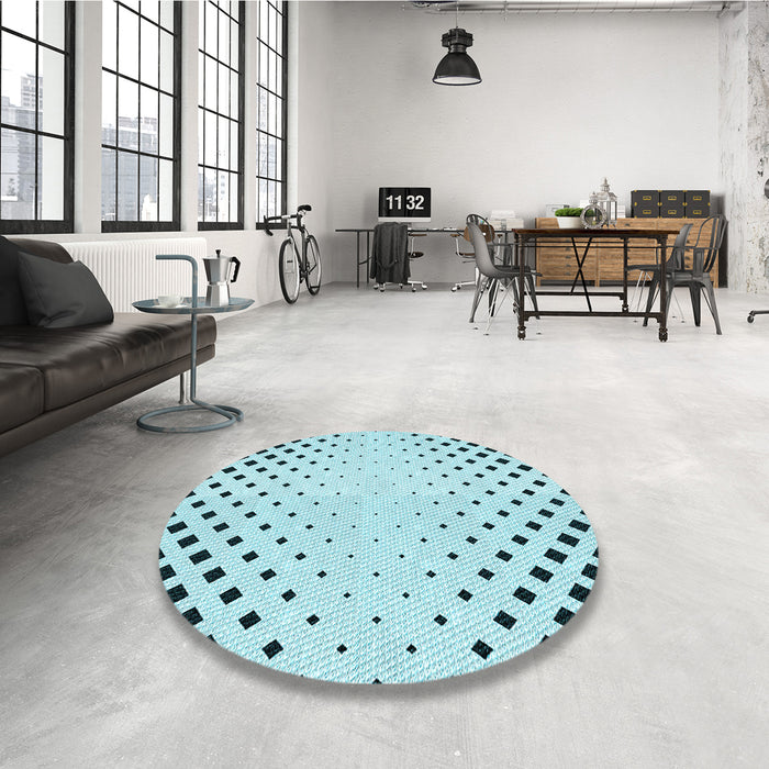Round Patterned Seafoam Green Rug in a Office, pat3837lblu
