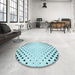 Round Patterned Seafoam Green Rug in a Office, pat3837lblu
