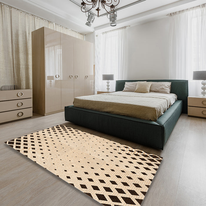 Patterned Copper Brown Rug in a Bedroom, pat3837org