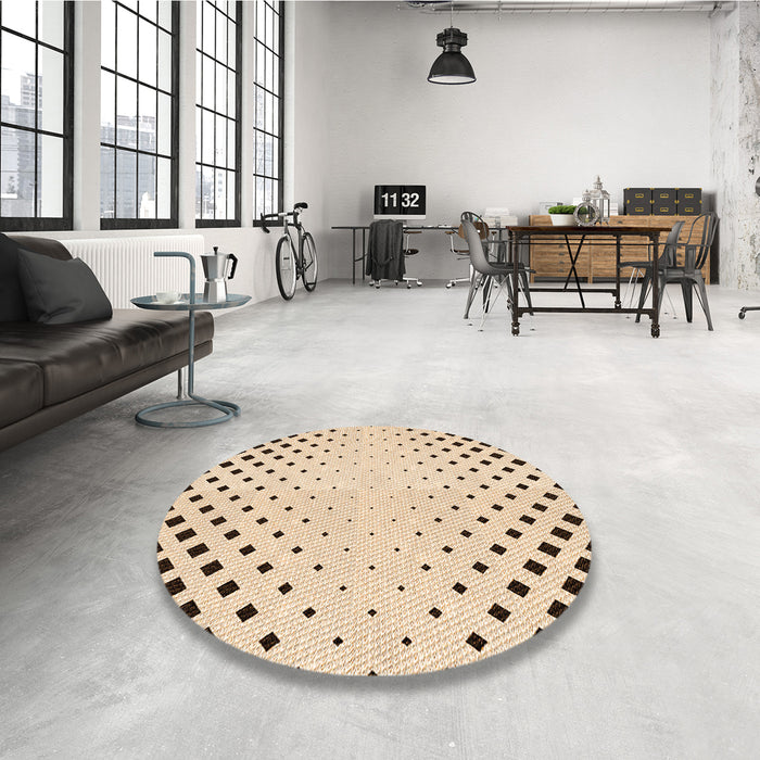 Round Patterned Copper Brown Rug in a Office, pat3837org