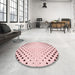 Round Patterned Pink Rug in a Office, pat3837rd