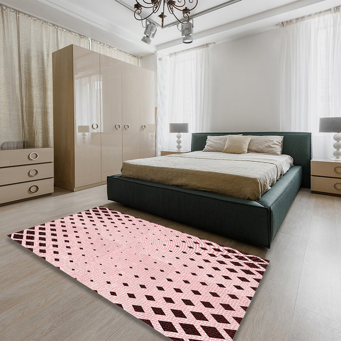 Patterned Pink Rug in a Bedroom, pat3837rd