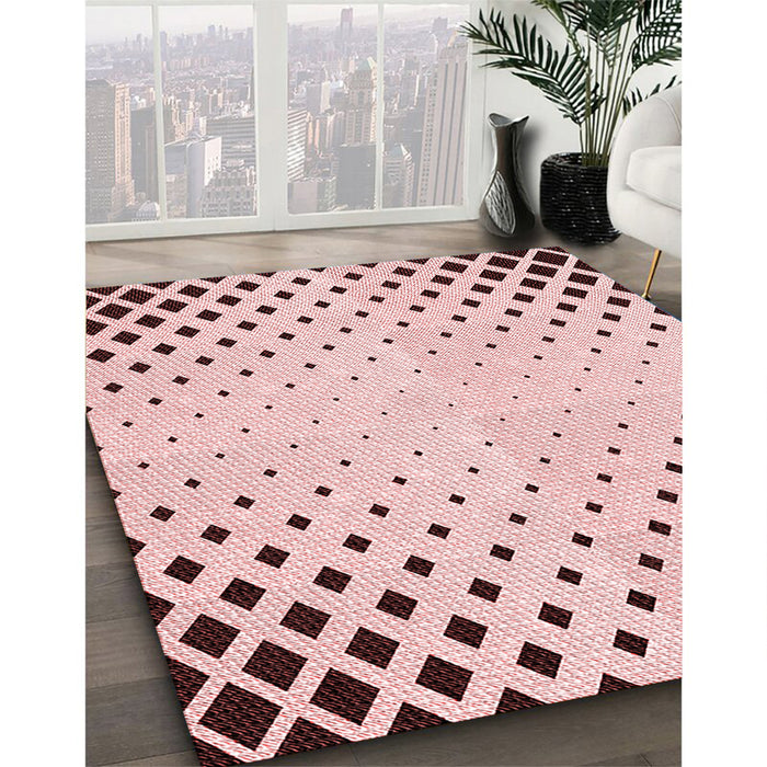Patterned Pink Rug in Family Room, pat3837rd