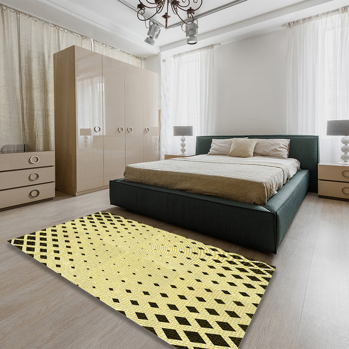 Patterned Sun Yellow Rug in a Bedroom, pat3837yw