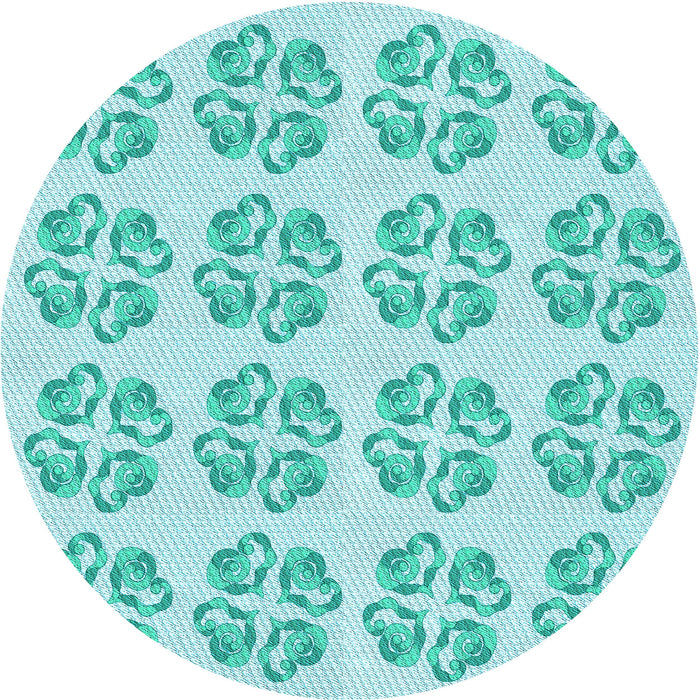 Square Patterned Turquoise Green Rug, pat3838lblu