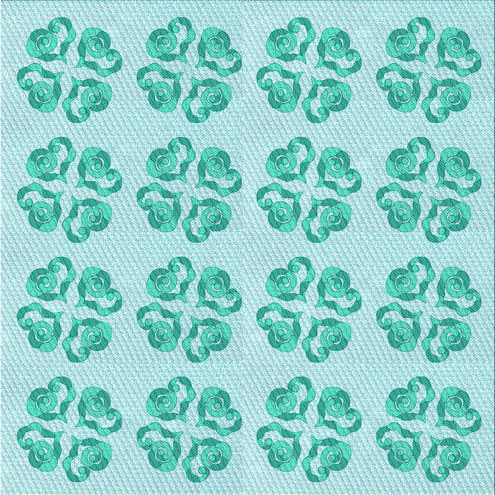 Round Patterned Turquoise Green Rug, pat3838lblu