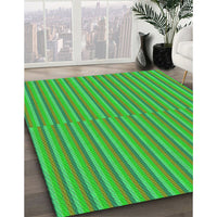 Patterned Dark Lime Green Rug, pat3839grn