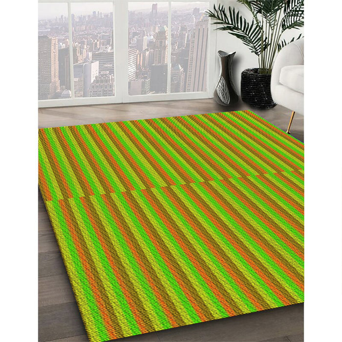 Machine Washable Transitional Bright Green Rug in a Family Room, wshpat3839yw
