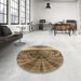 Round Patterned Red Brown Rug in a Office, pat384brn