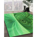 Machine Washable Transitional Green Rug in a Family Room, wshpat384grn