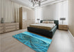 Patterned Dark Cyan Green Rug in a Bedroom, pat384lblu