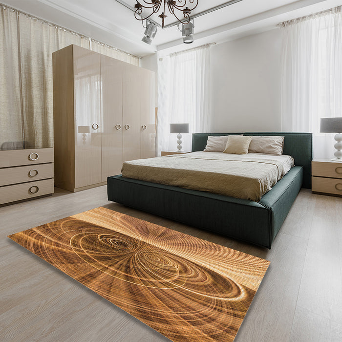 Patterned Orange Rug in a Bedroom, pat384org