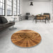 Round Patterned Orange Rug in a Office, pat384org