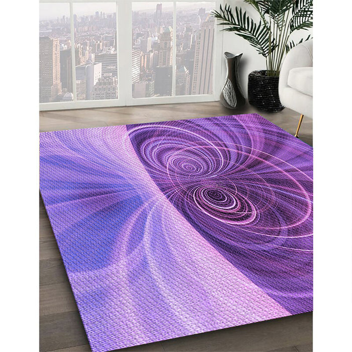 Patterned Purple Rug in Family Room, pat384pur