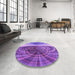 Round Patterned Purple Rug in a Office, pat384pur