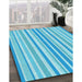 Patterned Deep Sky Blue Rug in Family Room, pat3840lblu