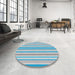 Round Machine Washable Transitional Blue Rug in a Office, wshpat3840