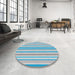 Round Patterned Blue Novelty Rug in a Office, pat3840