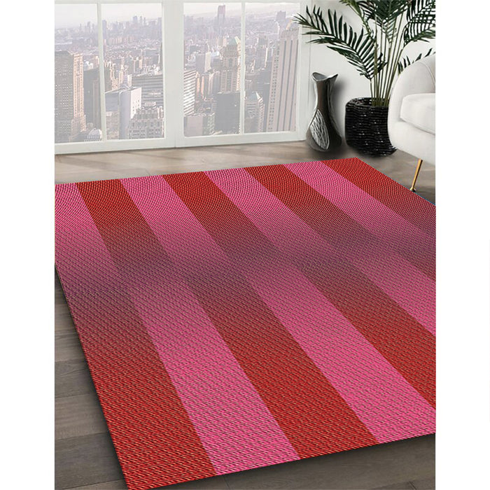 Patterned Crimson Red Rug in Family Room, pat3841brn